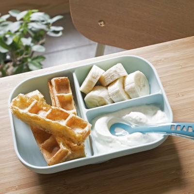 BEABA Siliconenlunch set 2-delig compartiment - blauw BEABA Siliconenlunch set 2-delig compartiment - blauw