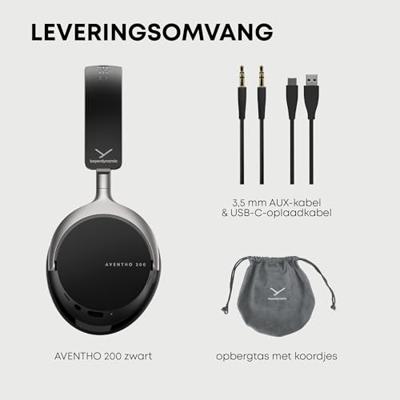 beyerdynamic AVENTHO 200 Draadloze hoofdtelefoon met ruisonderdrukking, 60 uur batterijduur, opvouwbare behuizing, vervangbare oorkussens, in zwart - nieuwe update beschikbaar via app
