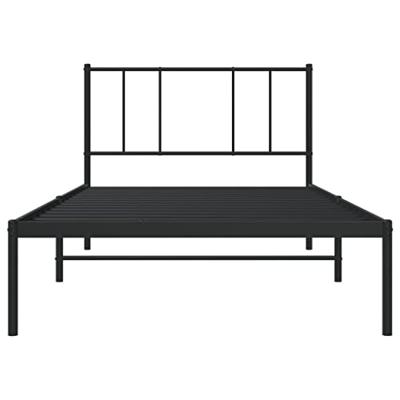 Bedframe met hoofdbord metaal zwart 80x200 cm