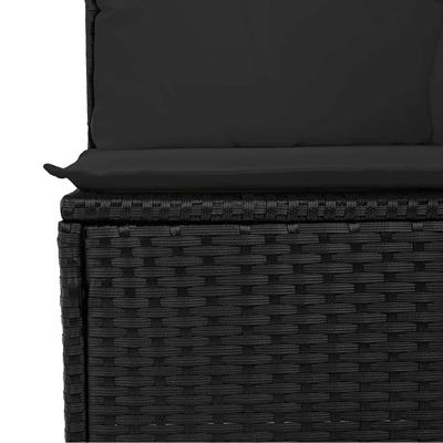 6-delige Loungeset met kussens poly rattan acacia zwart - thumbnail