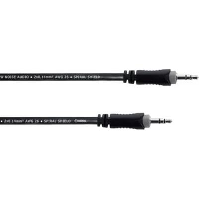 Cordial 14827 Jackplug Audio Aansluitkabel [1x Jackplug male 3,5 mm - 1x Jackplug male 3,5 mm] 0.50 m Zwart PVC-mantel, Verdraaid