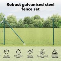 VidaXL Hek met paal groen 1,2 x 10 m staal en pvc - thumbnail