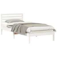 Bedframe met hoofdeinde Wit 90 x 220 cm Massief grenenhout - thumbnail