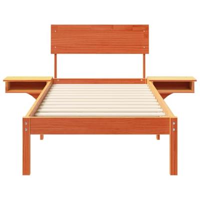 Bedframe met nachttafels met hoofdeinde Wasbruin 75 x 190 cm