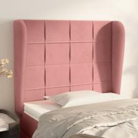 Hoofdbord met randen 83x23x118/128 cm fluweel roze - thumbnail