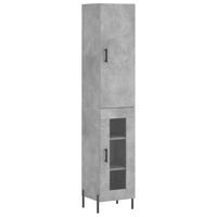 Hoge kast 34,5x34x180 cm bewerkt hout betongrijs - thumbnail