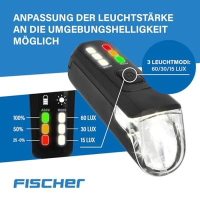 FISCHER FAHRRAD TWIN-60/30/15 Fietsverlichtingsset LED Zwart FISCHER FAHRRAD TWIN-60/30/15 Fietsverlichtingsset LED Zwart