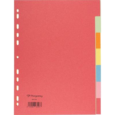 Pergamy tabbladen ft A4, 11-gaatsperforatie, extra sterk karton, geassorteerde kleuren, 7 tabs