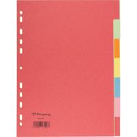 Pergamy tabbladen ft A4, 11-gaatsperforatie, extra sterk karton, geassorteerde kleuren, 7 tabs - thumbnail