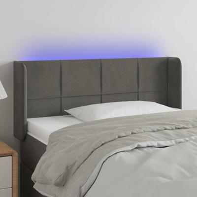 Hoofdbord LED 83x16x118/128 cm fluweel donkergrijs - thumbnail
