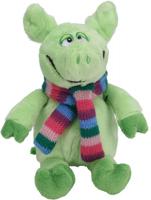 Tender Toys knuffelvarken met sjaal 19 cm groen - thumbnail