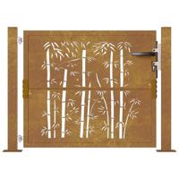 VidaXL Poort met bamboe-ontwerp 105x80 cm cortenstaal - thumbnail