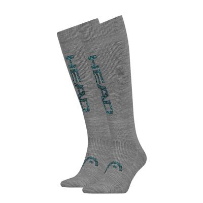 HEAD Skisokken Unisex Logo Kneehigh 2-pack Middle Grey Melange/Blue-35/38 HEAD Skisokken Unisex Logo Kneehigh 2-pack Middle Grey Melange/Blue-35/38