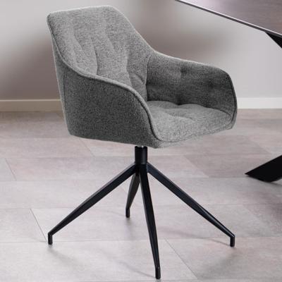 Bendt Draaibare Eetkamerstoel 'Loren' Bouclé, kleur Grijs Bendt Draaibare Eetkamerstoel 'Loren' Bouclé, kleur Grijs
