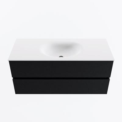 MONDIAZ VICA 110cm badmeubel onderkast Urban 2 lades. Wastafel MOON midden zonder kraangat, kleur Talc.