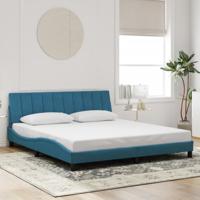 Bedframe met LED zonder matras "Hanko" fluweel blauw 180x200 cm - thumbnail