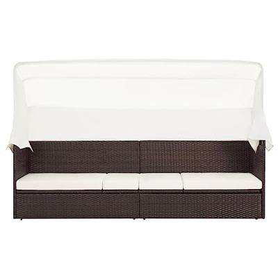 VidaXL Tuinbank met luifel poly rattan bruin