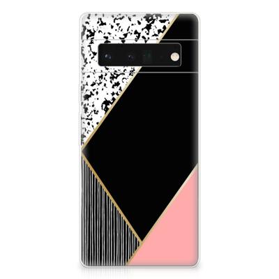 Google Pixel 6 Pro | TPU Hoesje | Zwart Roze Vormen