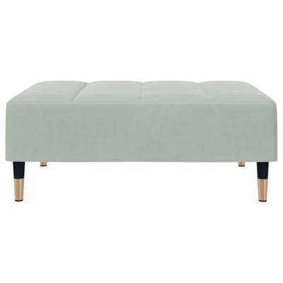 Slaapbank 2-zits met voetenbank fluweel lichtgrijs