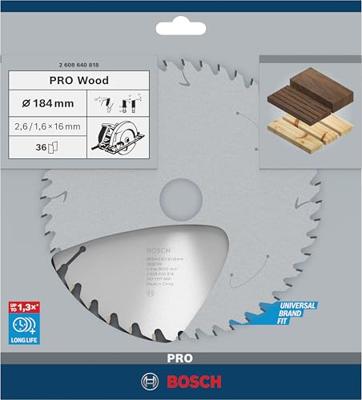 Bosch Accessories Optiline Wood 2608640818 Hardmetaal-cirkelzaagblad 184 x 16 x 2.6 mm Aantal tanden: 36 1 stuk(s)