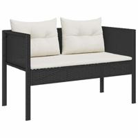 Tuinbankenset met kussen 6 pcs Zwart en Crème poly rattan - thumbnail