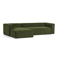 Kave Home Loungebank 'Blok' Rib, Links 330cm, kleur Donkergroen - thumbnail