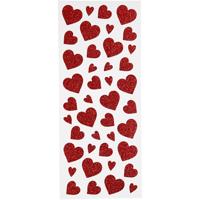 Creativ Company Glitterstickers, harten, vel 10x24 cm, ca. 84 stuk, rood, 2 vel/ 1 doos - thumbnail