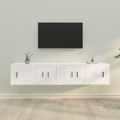 4-delige Tv-meubelset bewerkt hout wit