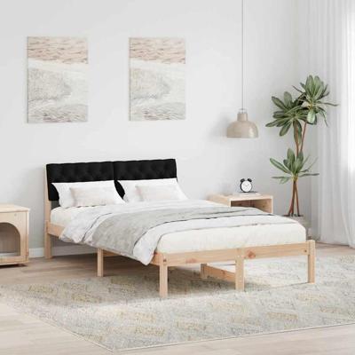 Bedframe Bruin en zwart 120 x 190 cm Massief grenenhout Bedframe Bruin en zwart 120 x 190 cm Massief grenenhout