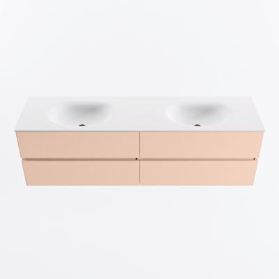 MONDIAZ VICA 170cm badmeubel onderkast Rosee 4 lades. Wastafel MOON dubbel zonder kraangat, kleur Talc.