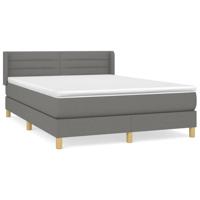 Boxspring met matras stof donkergrijs 140x200 cm - thumbnail