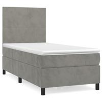 Boxspring met matras fluweel lichtgrijs 90x190 cm - thumbnail