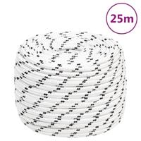 VidaXL Boottouw gevlochten 12 mmx25 m polyester wit - thumbnail