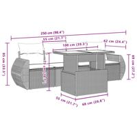 5-delige Loungeset met kussens poly rattan beige - thumbnail