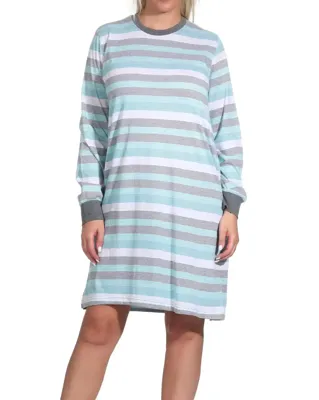 Badstof dames nachthemd lange mouw - Waves - Warme winter nachtjapon