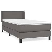 Boxspring met matras kunstleer grijs 80x200 cm - thumbnail