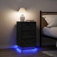 Nachtkastje met LED-verlichting 38x34x65 cm zwart - thumbnail