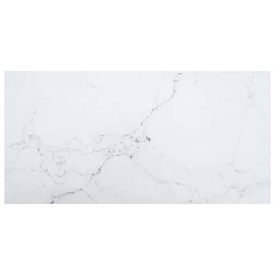 VidaXL Tafelblad 100x50 cm 6 mm gehard glas met marmeren design wit