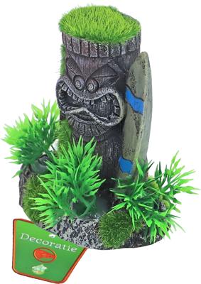 Boon Aquarium Ornament Totem met Surfplank - Polyresin Decoratie 9.5x7cm, Veilig & Kleurrijk