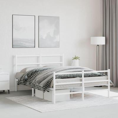 Bedframe met hoofd- en voeteneindemetaal wit 140x190 cm