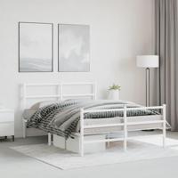 Bedframe met hoofd- en voeteneindemetaal wit 140x190 cm - thumbnail