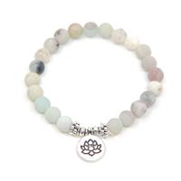 Edelsteen Armband Amazoniet met Lotus Elastisch - thumbnail