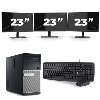 Dell Optiplex 790 Micro Tower - Intel Core i3-2e Generatie - 8GB RAM - 256GB SSD - Windows 10 + 3x 23 inch Monitor