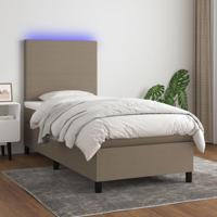 Boxspring met matras en LED stof taupe 90x190 cm - thumbnail