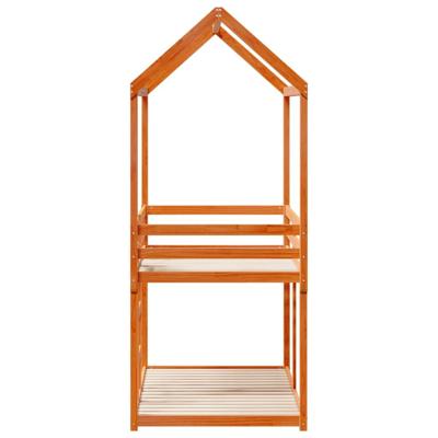 Stapelbed met dak massief grenenhout wasbruin 75x190 cm