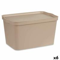 Opbergbak met Deksel Beige Plastic 24 L 29,3 x 24,5 x 45 cm (6 Stuks) - thumbnail