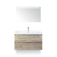 Maxx XL Badmeubelset 100 cm - Craft Oak - Wastafel Just 1 kraangat - met LED Spiegel - thumbnail