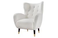 Retro Design Fauteuil DON Wit Bouclé Innerspring Gouden Neus - 45970 - thumbnail