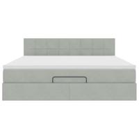 Ottoman bed met matras en LED's 160x200cm fluweel lichtgrijs - thumbnail