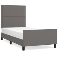 Bedframe met hoofdbord kunstleer grijs 90x200 cm - thumbnail